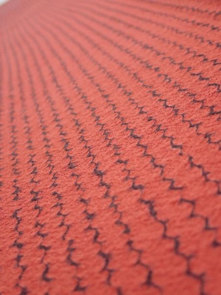 Photo4: 1Y07z50  Japanese Kimono Silk  FABRIC Shibori Red-Brown 60.6x7.5 (4)