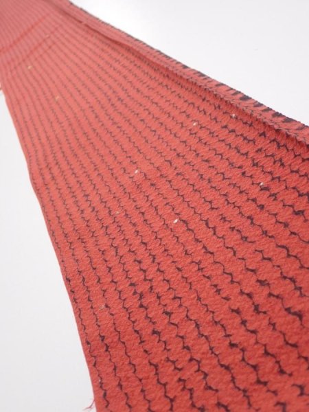 Photo1: 1Y08z50  Japanese Kimono Silk  FABRIC Shibori Red-Brown 61.4x7.5 (1)