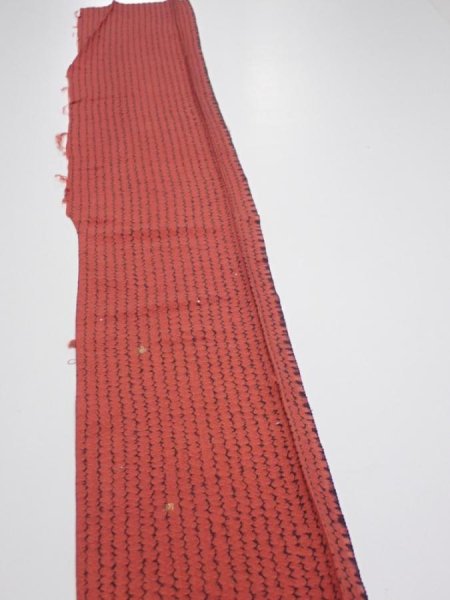 Photo3: 1Y08z50  Japanese Kimono Silk  FABRIC Shibori Red-Brown 61.4x7.5 (3)