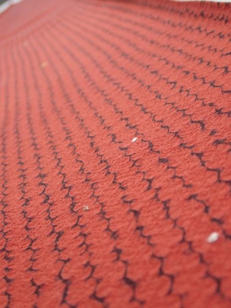 Photo4: 1Y08z50  Japanese Kimono Silk  FABRIC Shibori Red-Brown 61.4x7.5 (4)