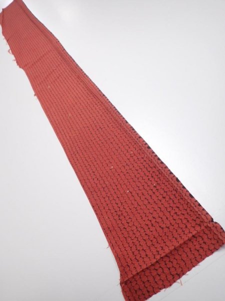 Photo5: 1Y08z50  Japanese Kimono Silk  FABRIC Shibori Red-Brown 61.4x7.5 (5)