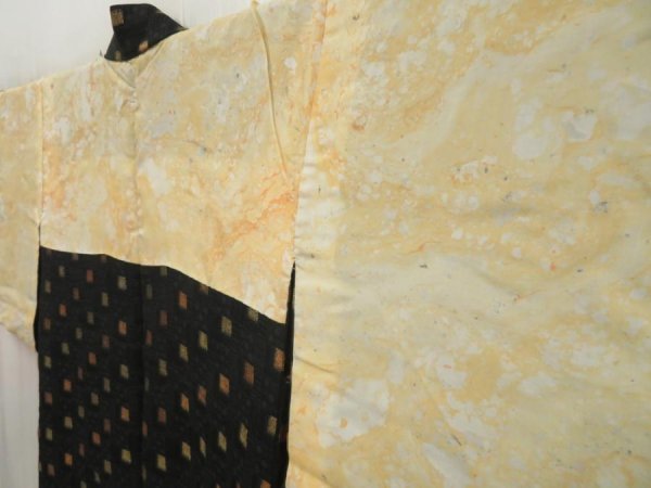 Photo7: 5315T01z590 Vintage Japanese Kimono Silk HAORI  Black (7)