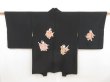 Photo1: 5315T03z610 Vintage Japanese Kimono Silk HAORI  Black (1)