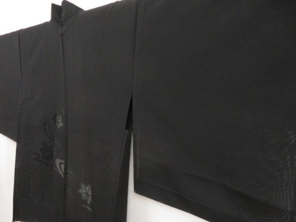 Photo2: 5315T05z290 Vintage Japanese Kimono Silk See through HAORI Maple Black (2)