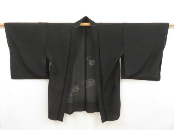 Photo5: 5315T05z290 Vintage Japanese Kimono Silk See through HAORI Maple Black (5)