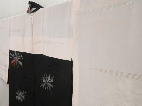 Photo8: 5315T07z640 Vintage Japanese Kimono Silk HAORI Chrysanthemum Black (8)