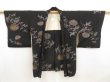 Photo6: 5315T09z660 Vintage Japanese Kimono Silk HAORI Chrysanthemum Black (6)