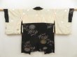 Photo7: 5315T09z660 Vintage Japanese Kimono Silk HAORI Chrysanthemum Black (7)