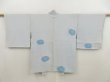 Photo1: 5315T10z610 Vintage Japanese Kimono Silk HAORI Flower Dull light blue (1)
