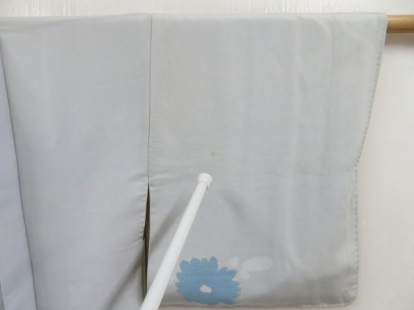 Photo7: 5315T10z610 Vintage Japanese Kimono Silk HAORI Flower Dull light blue (7)