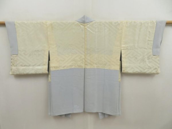 Photo8: 5315T10z610 Vintage Japanese Kimono Silk HAORI Flower Dull light blue (8)
