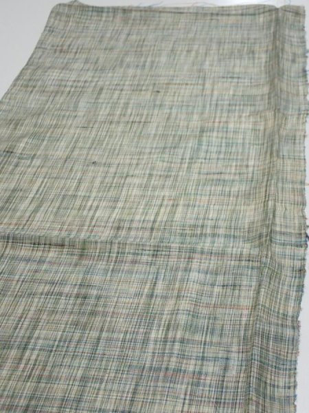 Photo3: 2N01z50  Japanese Kimono Silk TSUMUGI FABRIC  Light green 40.6x14.6 (3)