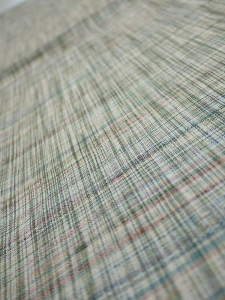 Photo4: 2N01z50  Japanese Kimono Silk TSUMUGI FABRIC  Light green 40.6x14.6 (4)