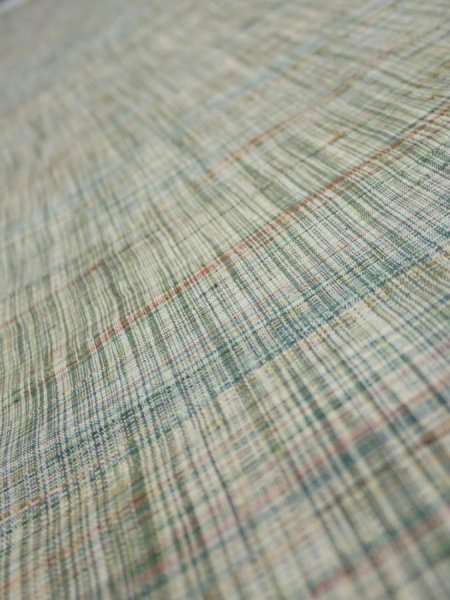 Photo4: 2N03z70  Japanese Kimono Silk TSUMUGI FABRIC  Light green 61.8x14.6 (4)