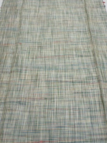 Photo1: 2N05z70  Japanese Kimono Silk TSUMUGI FABRIC  Light green 61.4x14.6 (1)