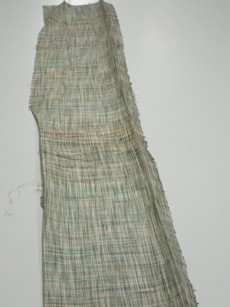 Photo3: 2N07z30  Japanese Kimono Silk TSUMUGI FABRIC  Light green 55.1x7.3 (3)