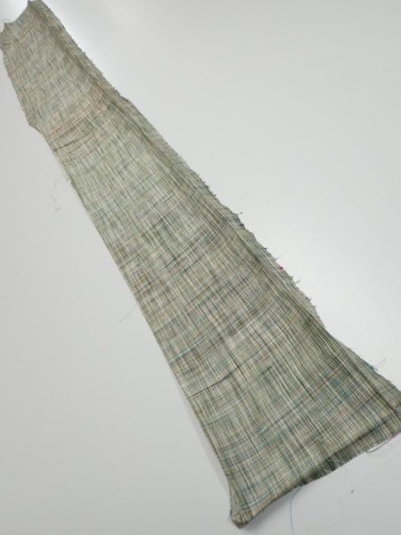 Photo5: 2N07z30  Japanese Kimono Silk TSUMUGI FABRIC  Light green 55.1x7.3 (5)