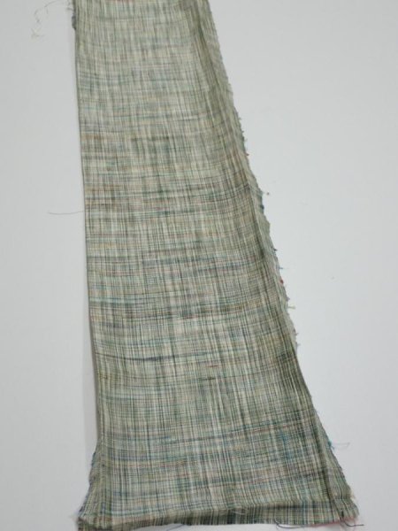 Photo2: 2N08z30  Japanese Kimono Silk TSUMUGI FABRIC  Light green 54.3x7.3 (2)