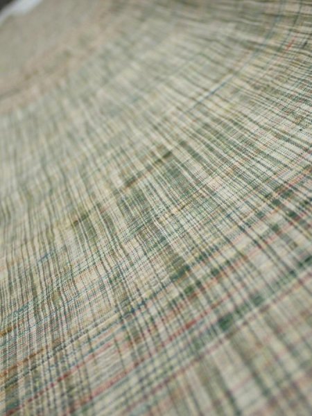 Photo4: 2N08z30  Japanese Kimono Silk TSUMUGI FABRIC  Light green 54.3x7.3 (4)