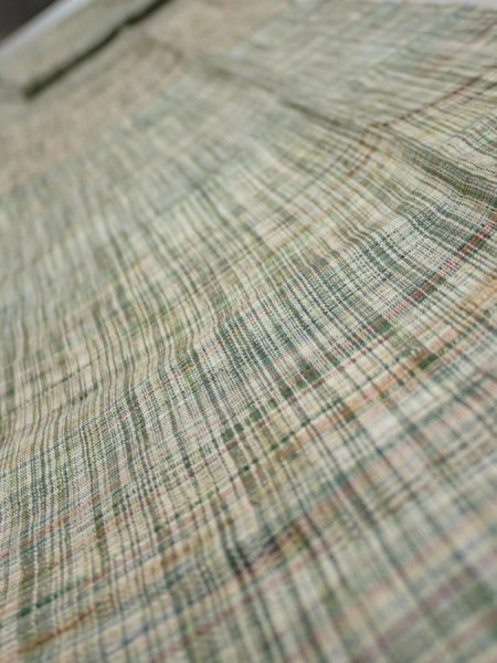 Photo4: 2N09z40  Japanese Kimono Silk TSUMUGI FABRIC  Light green 79.1x6.9 (4)