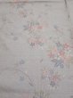 Photo1: 2N01z40  Japanese Kimono Silk TSUMUGI FABRIC Flowers Light gray 40.2x15.0 (1)