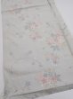 Photo2: 2N01z40  Japanese Kimono Silk TSUMUGI FABRIC Flowers Light gray 40.2x15.0 (2)