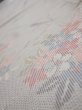 Photo4: 2N01z40  Japanese Kimono Silk TSUMUGI FABRIC Flowers Light gray 40.2x15.0 (4)
