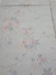 Photo1: 2N02z40  Japanese Kimono Silk TSUMUGI FABRIC Flowers Light gray 39.8x15.0 (1)
