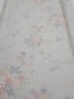 Photo1: 2N03z70  Japanese Kimono Silk TSUMUGI FABRIC Flowers Light gray 66.9x15.0 (1)