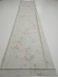 Photo5: 2N04z70  Japanese Kimono Silk TSUMUGI FABRIC Flowers Light gray 67.7x15.0 (5)