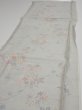 Photo3: 2N05z70  Japanese Kimono Silk TSUMUGI FABRIC Flowers Light gray 67.3x15.0 (3)
