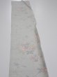 Photo3: 2N07z30  Japanese Kimono Silk TSUMUGI FABRIC Flowers Light gray 57.5x7.5 (3)