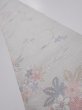 Photo1: 2N08z30  Japanese Kimono Silk TSUMUGI FABRIC Flowers Light gray 57.9x7.3 (1)