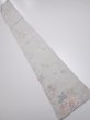 Photo5: 2N08z30  Japanese Kimono Silk TSUMUGI FABRIC Flowers Light gray 57.9x7.3 (5)
