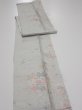 Photo3: 2N09z40  Japanese Kimono Silk TSUMUGI FABRIC Flowers Light gray 78.7x7.3 (3)