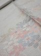 Photo4: 2N09z40  Japanese Kimono Silk TSUMUGI FABRIC Flowers Light gray 78.7x7.3 (4)