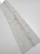 Photo1: 2N10z20  Japanese Kimono Silk TSUMUGI FABRIC Flowers Light gray 37.8x7.5 (1)