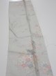 Photo4: 2N10z20  Japanese Kimono Silk TSUMUGI FABRIC Flowers Light gray 37.8x7.5 (4)