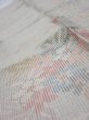 Photo5: 2N10z20  Japanese Kimono Silk TSUMUGI FABRIC Flowers Light gray 37.8x7.5 (5)