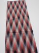 Photo4: 2N10z30 Vintage Japanese Kimono Silk  FABRIC  Red, Gray, Black 33.1x6.9 (4)