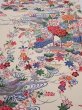 Photo1: 4L01z70  Japanese Kimono Silk  FABRIC Flowers Off-white 43.3x14.4 (1)