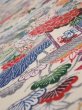 Photo4: 4L01z70  Japanese Kimono Silk  FABRIC Flowers Off-white 43.3x14.4 (4)