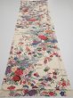 Photo5: 4L01z70  Japanese Kimono Silk  FABRIC Flowers Off-white 43.3x14.4 (5)