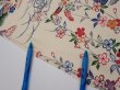 Photo8: 4L01z70  Japanese Kimono Silk  FABRIC Flowers Off-white 43.3x14.4 (8)