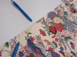 Photo10: 4L01z70  Japanese Kimono Silk  FABRIC Flowers Off-white 43.3x14.4 (10)