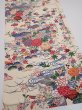 Photo2: 4L02z70  Japanese Kimono Silk  FABRIC Flowers Off-white 43.3x14.6 (2)