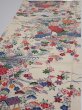 Photo3: 4L02z70  Japanese Kimono Silk  FABRIC Flowers Off-white 43.3x14.6 (3)