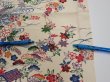 Photo6: 4L02z70  Japanese Kimono Silk  FABRIC Flowers Off-white 43.3x14.6 (6)