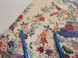 Photo7: 4L02z70  Japanese Kimono Silk  FABRIC Flowers Off-white 43.3x14.6 (7)
