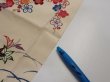 Photo9: 4L02z70  Japanese Kimono Silk  FABRIC Flowers Off-white 43.3x14.6 (9)